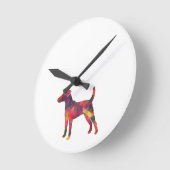 Smooth Fox Terrier Dog Breed Geo Silhouette Multi ラウンド壁時計 (傾斜)