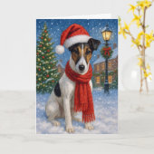 Smooth Fox Terrier Holiday  カード (黄色い花)