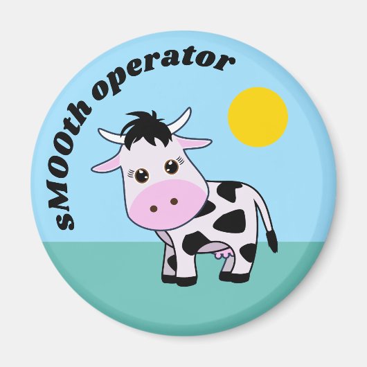「sMOOth operator」かわいいカウマグネット マグネット (正面)