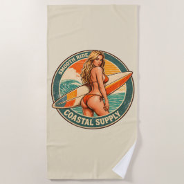 Smooth Ride Coastal Supply | サーフィン ピンアップ グラフィック ビーチタオル