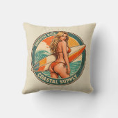 Smooth Ride Coastal Supply Retro Surf Shop Graphic クッション (裏面)