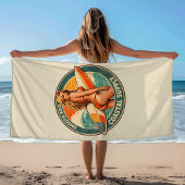Smooth Ride Coastal Supply | Surf Pin-up Graphic ビーチタオル
