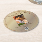 Smooth Script写真QRコード日付ラウンドの保存 ラウンドペーパーコースター (アングル)