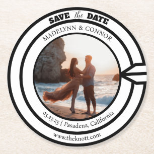 Smooth Script Photo Save the Date Darts Board Roun ラウンドペーパーコースター
