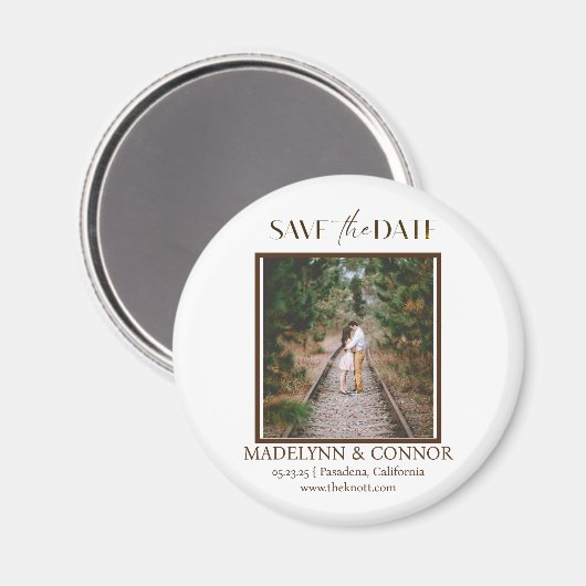 Smooth Script Photo Save the Date Magnet マグネット (正面/裏面)