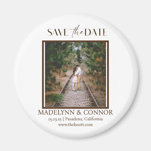 Smooth Script Photo Save the Date Magnet マグネット (正面)