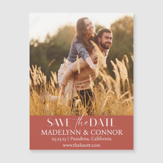 Smooth Script Photo Save the Date Magnetic Card マグネット招待状 (正面)