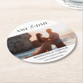 Smooth Script Photo Save the Date Round紙Coas ラウンドペーパーコースター (アングル)