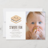 S'moreおもしろいかわいい1st誕生日フォト 招待状 (正面)