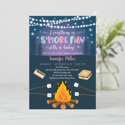 S'Moreおもしろいとベビーのモーレスベイビーシャワー 招待状 (スタンド正面)