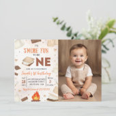S'MoreおもしろいのCampfire誕生日写真1枚 招待状 (スタンド正面)
