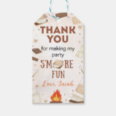S'moreおもしろいキャンプファイアパーティーサンキューメッセージカード ギフトタグ (正面)