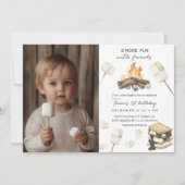 S'moreおもしろいキャンプファイア1st誕生日招待状 招待状 (正面)