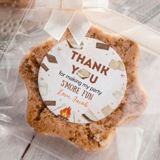S'moreおもしろいキャンプファイヤーキャンプ子供の誕生日 ラウンドシール