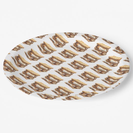 Smoreおもしろいキュートキャンプファイヤーキャンプ子供の誕生日 ペーパープレート (アングル)