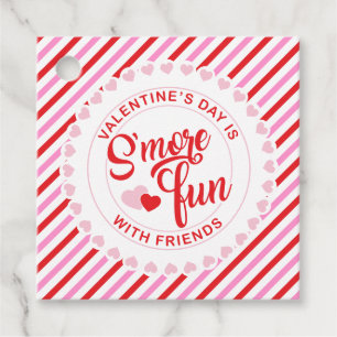 S'moreおもしろいバレンタインデーPink and Red ストライプValentine フェイバータグ