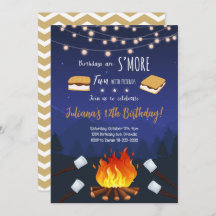S'moreおもしろいフレンズキャンプ誕生日招待状