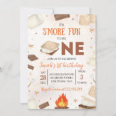 S'Moreおもしろいワンスモークキャンプファイア誕生日 招待状 (正面)