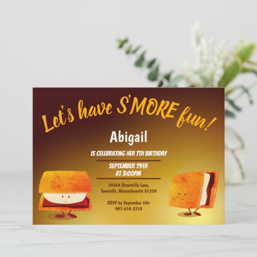 Smoreおもしろい漫画子供の誕生日パーティの招待状 招待状 (スタンド正面)