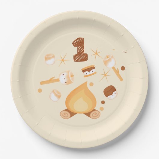 S'moreおもしろい1st誕生日パーティー紙プレート ペーパープレート (正面)
