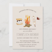 S'moreおもしろい | キャンピングバースデーパーティーの招待 招待状 (正面)