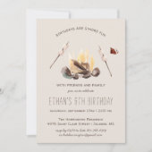 S'moreおもしろい |キャンプ誕生日パーティー 招待状 (正面)