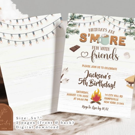 S'moreおもしろいwithフレンズキャンプ子供の誕生日 招待状