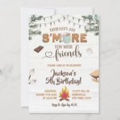 S'moreおもしろいwithフレンズキャンプ子供の誕生日 招待状 (正面)