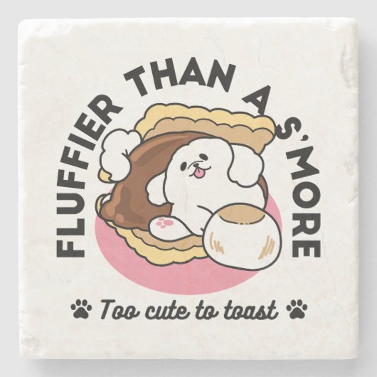 S'moreよりもフルフィファ – かわいい犬とデザートパン ストーンコースター (正面)
