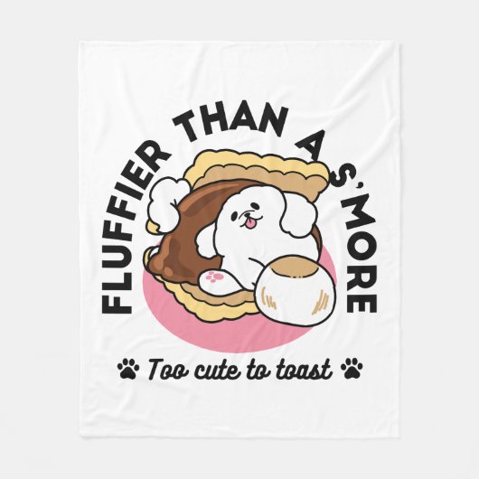 S'moreよりもフルフィファ – かわいい犬とデザートパン フリースブランケット (正面)