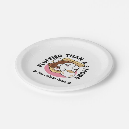 S'moreよりもフルフィファ – かわいい犬とデザートパン ペーパープレート (アングル)