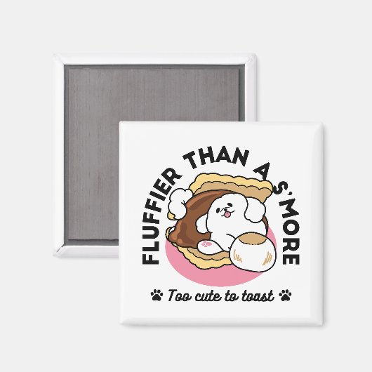 S'moreよりもフルフィファ – かわいい犬とデザートパン マグネット (正面/裏面)