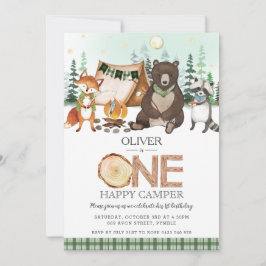 S'moreキャンピングボンファイアウッドランドワンハッピーキャンパー 招待状