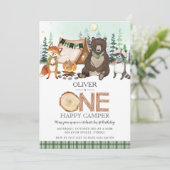 S'moreキャンピングボンファイアウッドランドワンハッピーキャンパー 招待状 (スタンド正面)