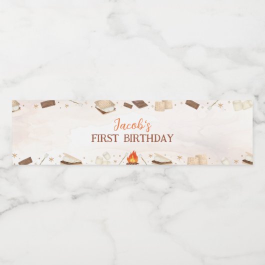 S'moreキャンプファイヤーキャンプ子供の誕生日 ペットボトルラベル (シングルラベル)