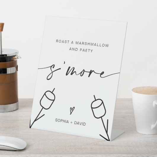 S'moreマシュマ結婚ロとパーティーの看板をロースト 台座サイン (インサイチュ)