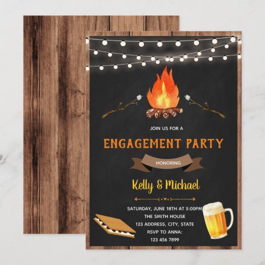 S'more婚約パーティ 招待状 (正面/裏面)