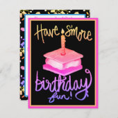 S'more誕生日おもしろい誕生日招待状 サンキューカード (正面/裏面)