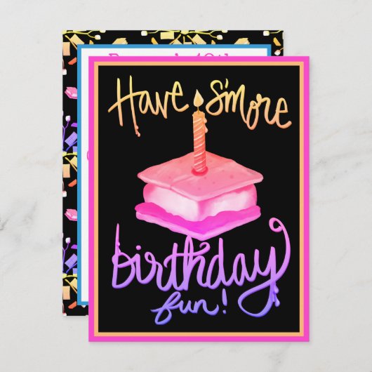 S'more誕生日おもしろい誕生日招待状 サンキューカード (正面/裏面)