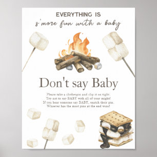 S'more baby shower – 言わないベビー ポスター