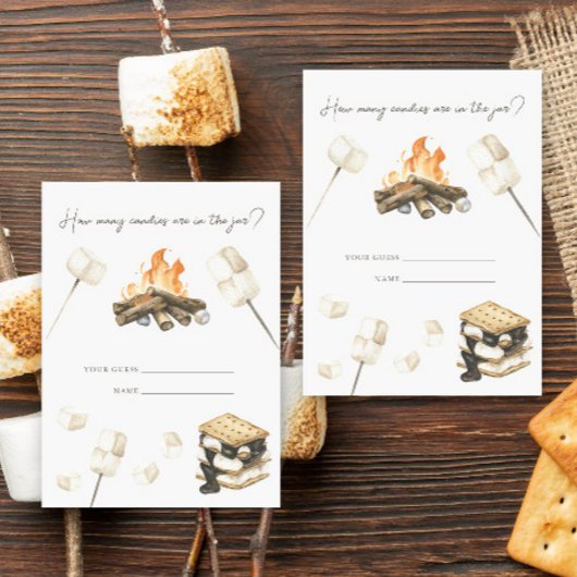 S'more bonfire baby showerキャンディーの数 エンクロージャーカード