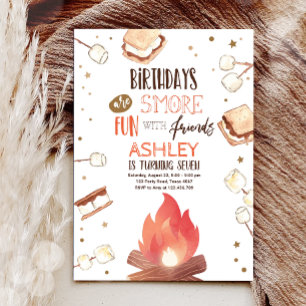 S'more Bonfire Smoreおもしろいフレンズキャンプ誕生日 招待状