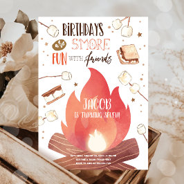 S'more Bonfire Smoreおもしろいフレンズキャンプ誕生日 招待状