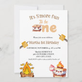 S'more Bonfire Smoreファースト誕生日 招待状 (正面)