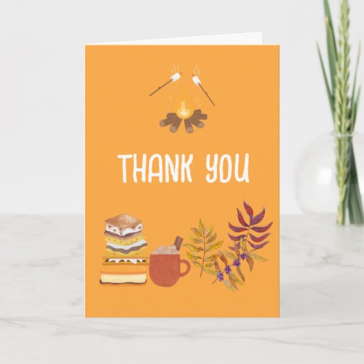 Smore campfire紅葉赤ちゃんシャワー写真 サンキューカード (正面)