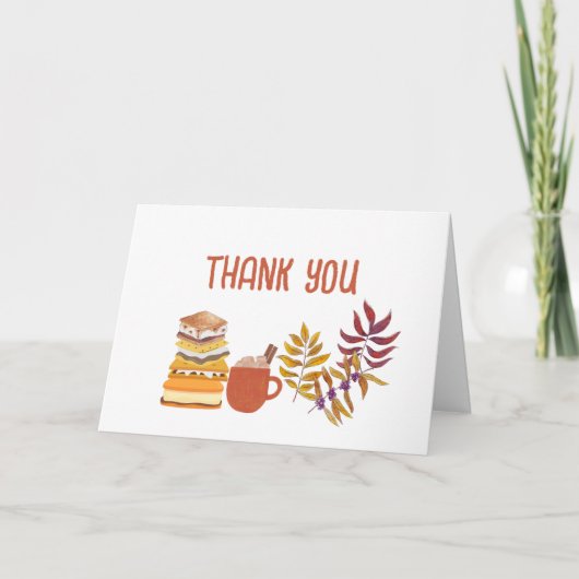 Smore campfire紅葉赤ちゃんシャワー写真 サンキューカード (正面)