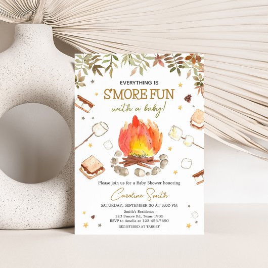 S'more Campfire Baby Shower 招待状