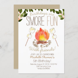 Smore campfire camping birthday招待状 招待状
