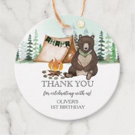 S'more Camping Bear ONE Happy Camper 1st Birthday フェイバータグ