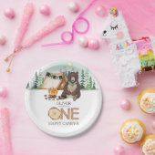 S'more Camping Bear ONE Happy Camper 1st Birthday ペーパープレート (パーティー)